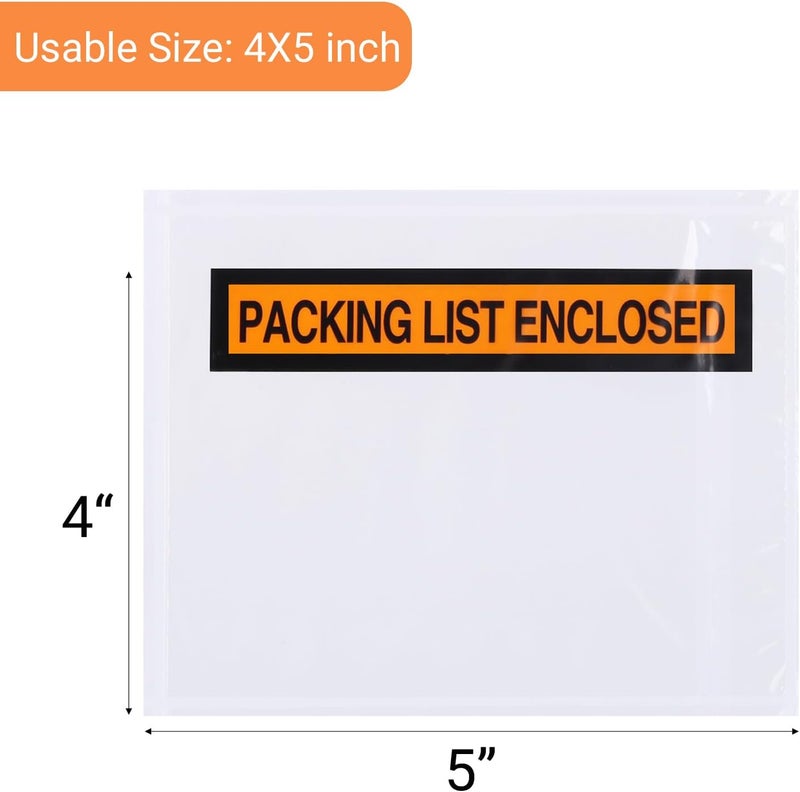 zmybcpack 1000 Pcs 4" x 5" Clear Adhesive Packing List Shipping Pouches，Shipping Label Sleeves, Packing List Enclosed Envlopes(Waterproof) - Image 2